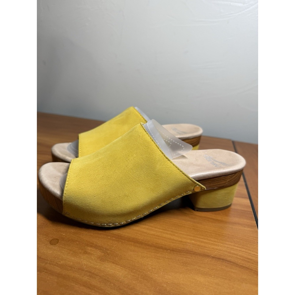 Dansko Yellow Maci Mule Sandals Nubuck Leather Wood Clog Slip On EU 36 US 5.5/6